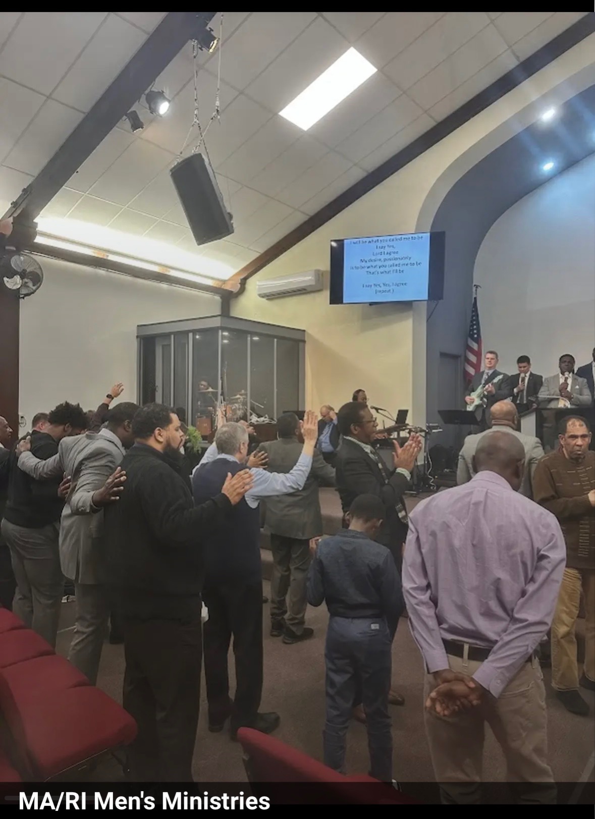 Prayer ministry at MA-RI men's gathering